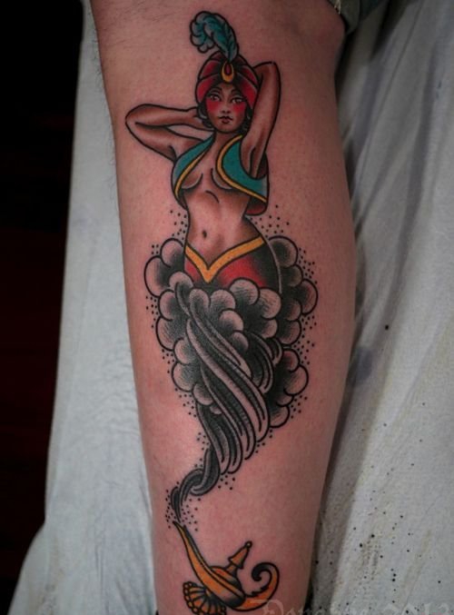 多款精致的阿拉丁神灯纹身图案