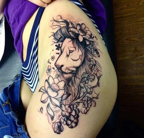 女性大腿上各种样式漂亮的纹身图案