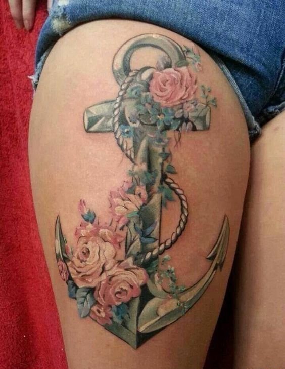 女性大腿上各种样式漂亮的纹身图案