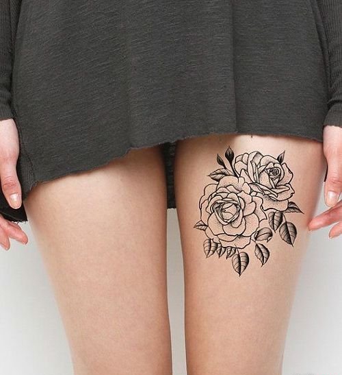 女性大腿上各种样式漂亮的纹身图案