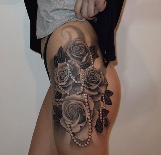 女性大腿上各种样式漂亮的纹身图案