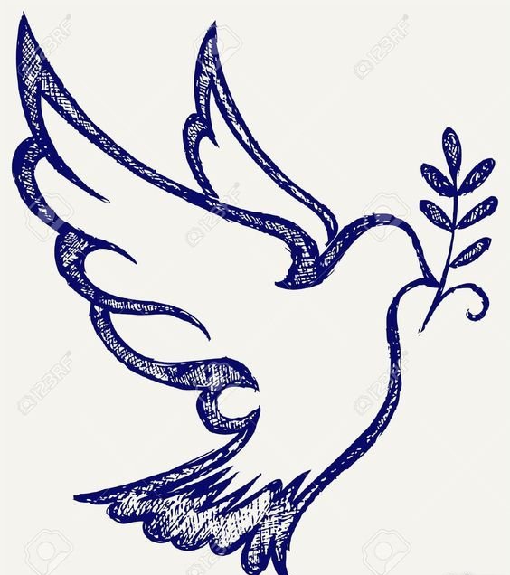 简洁帅气的鸽子纹身图案手稿素材