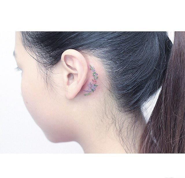 超漂亮的女性小清新淡雅的花纹身图案