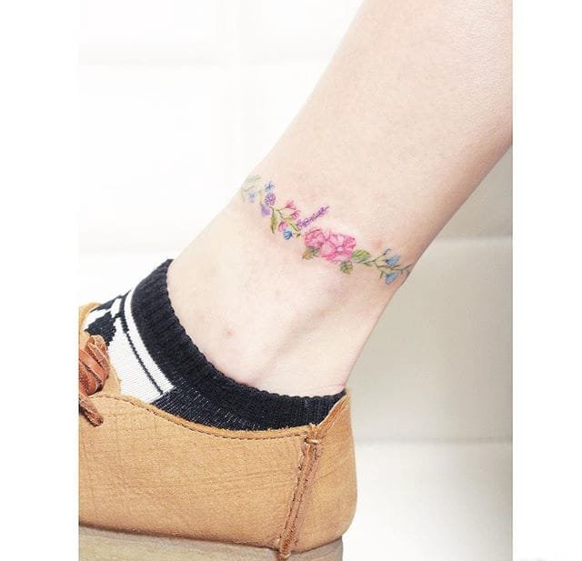 超漂亮的女性小清新淡雅的花纹身图案