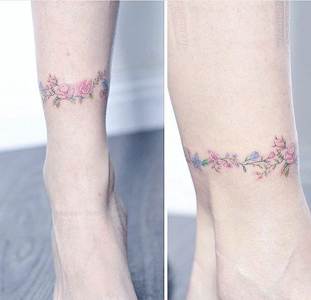 超漂亮的女性小清新淡雅的花纹身图案