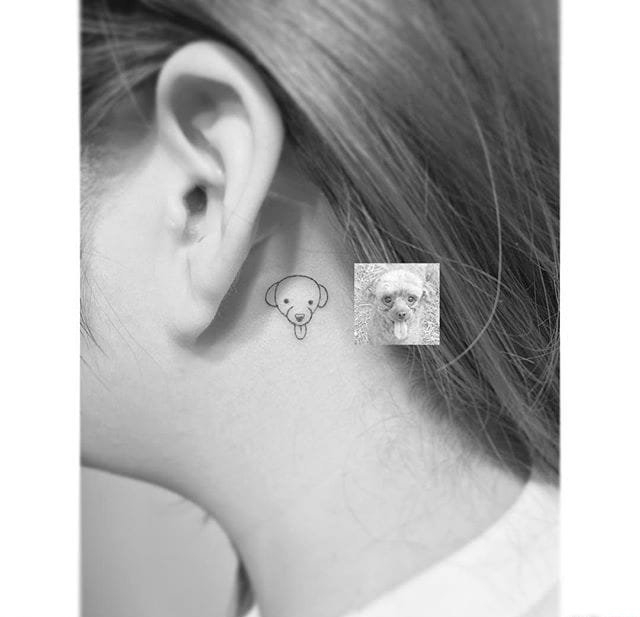 女生和自己的小清新超级小可爱宠物纹身图案