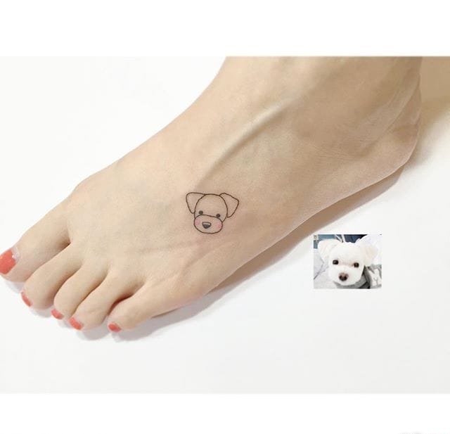 女生和自己的小清新超级小可爱宠物纹身图案