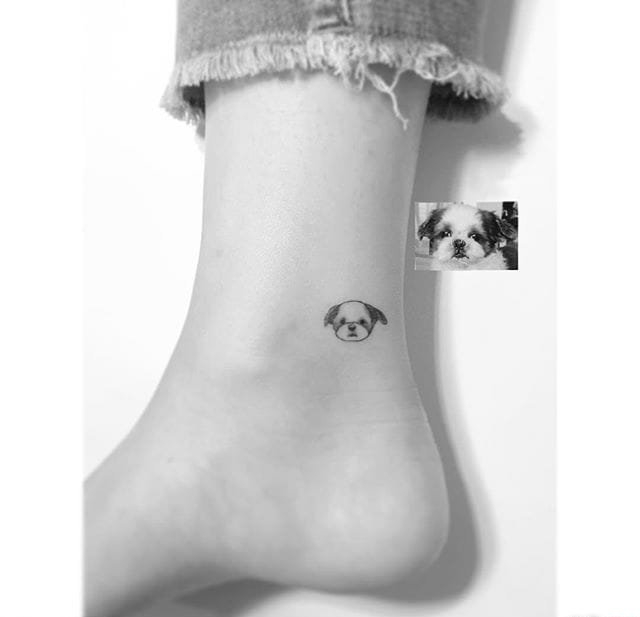 女生和自己的小清新超级小可爱宠物纹身图案