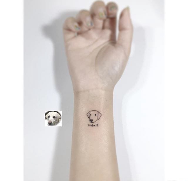 女生和自己的小清新超级小可爱宠物纹身图案