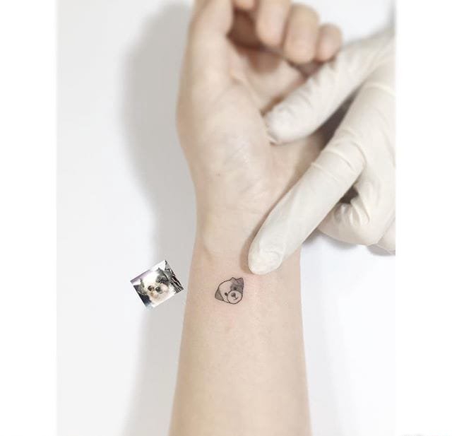 女生和自己的小清新超级小可爱宠物纹身图案