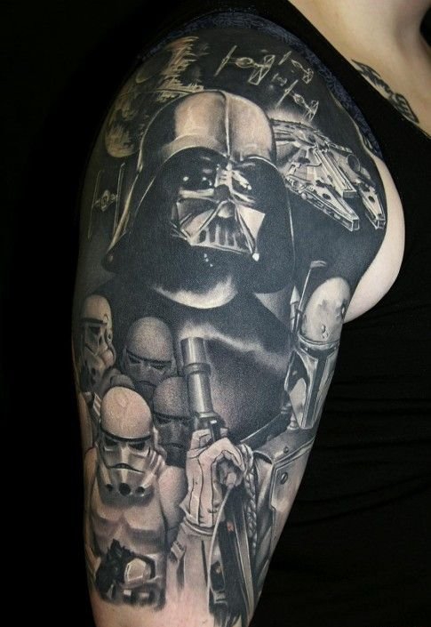 星球大战里的面具人物形象绝地武士纹身图案