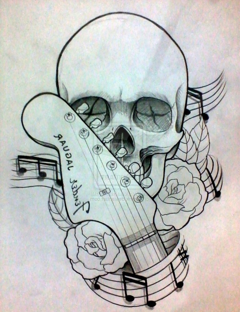 多款黑灰色骷髅头和玫瑰花纹身图案手稿素材