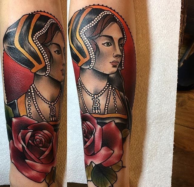 精美的有光泽的新传统风格纹身图案来自达里尔