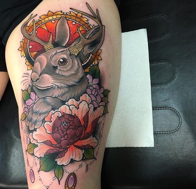 精美的有光泽的新传统风格纹身图案来自达里尔