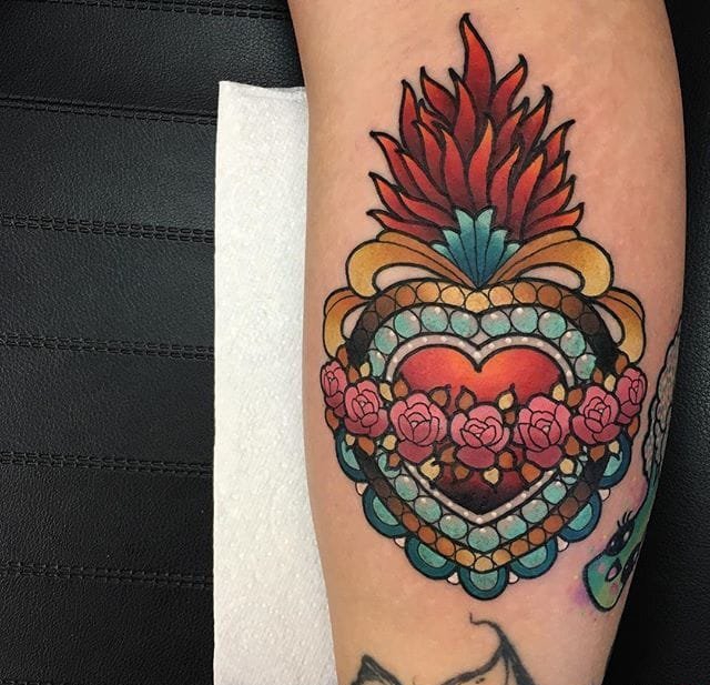 精美的有光泽的新传统风格纹身图案来自达里尔