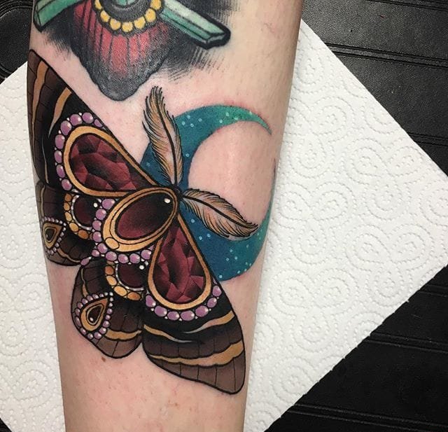 精美的有光泽的新传统风格纹身图案来自达里尔