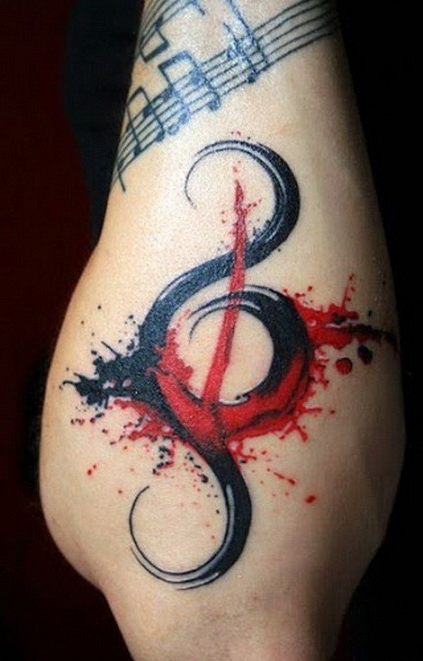 多款帅气的音乐主题音符纹身图案