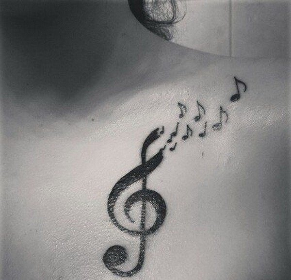 多款帅气的音乐主题音符纹身图案