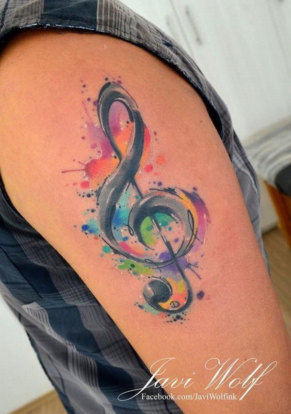 多款帅气的音乐主题音符纹身图案