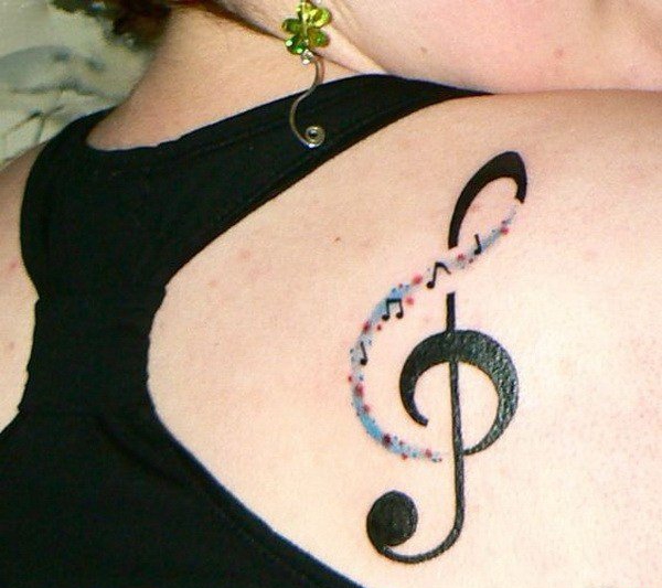 多款帅气的音乐主题音符纹身图案