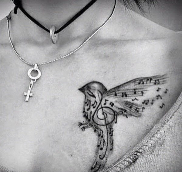 多款帅气的音乐主题音符纹身图案