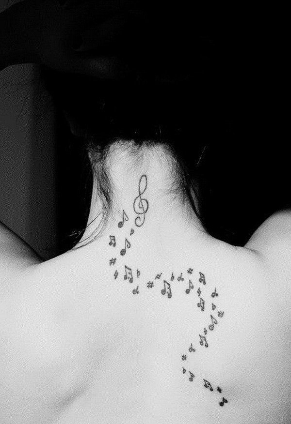 多款帅气的音乐主题音符纹身图案
