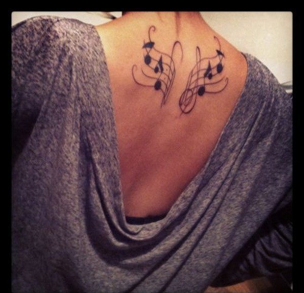 多款帅气的音乐主题音符纹身图案