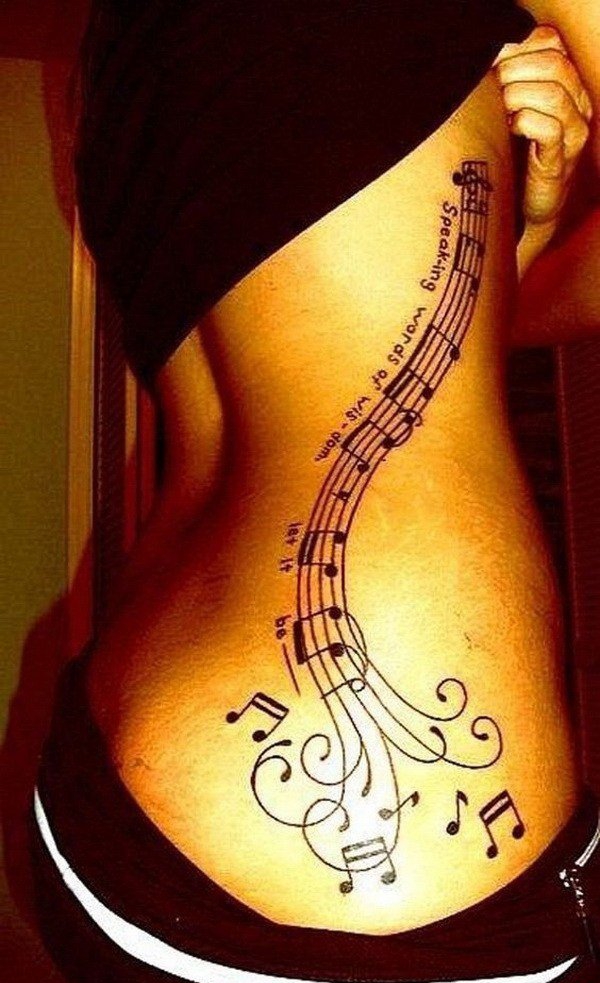 多款帅气的音乐主题音符纹身图案