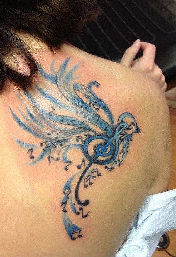 多款帅气的音乐主题音符纹身图案