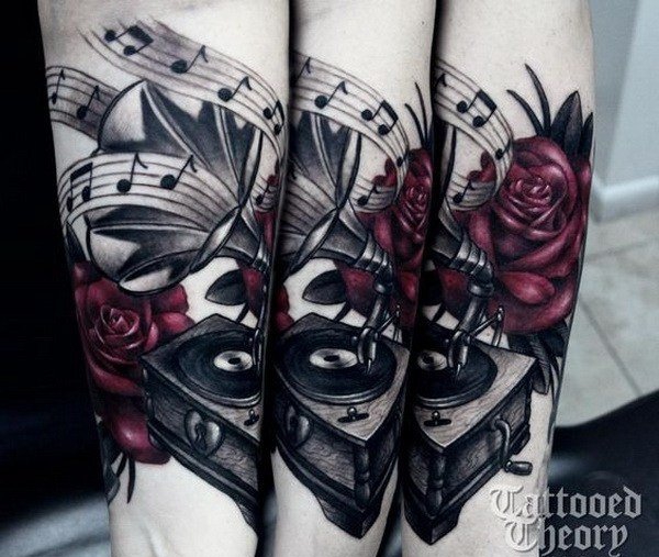 多款帅气的音乐主题音符纹身图案