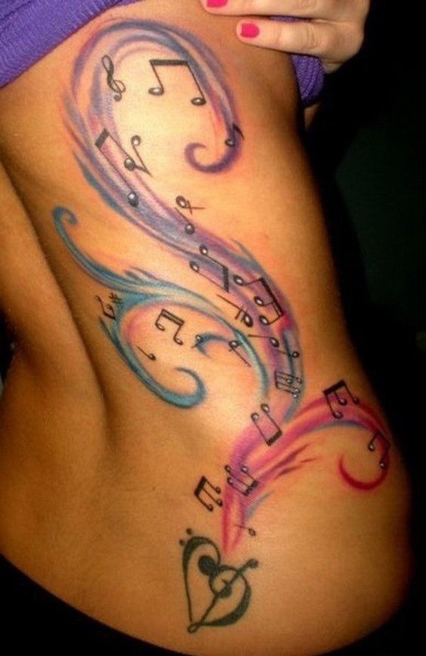 多款帅气的音乐主题音符纹身图案