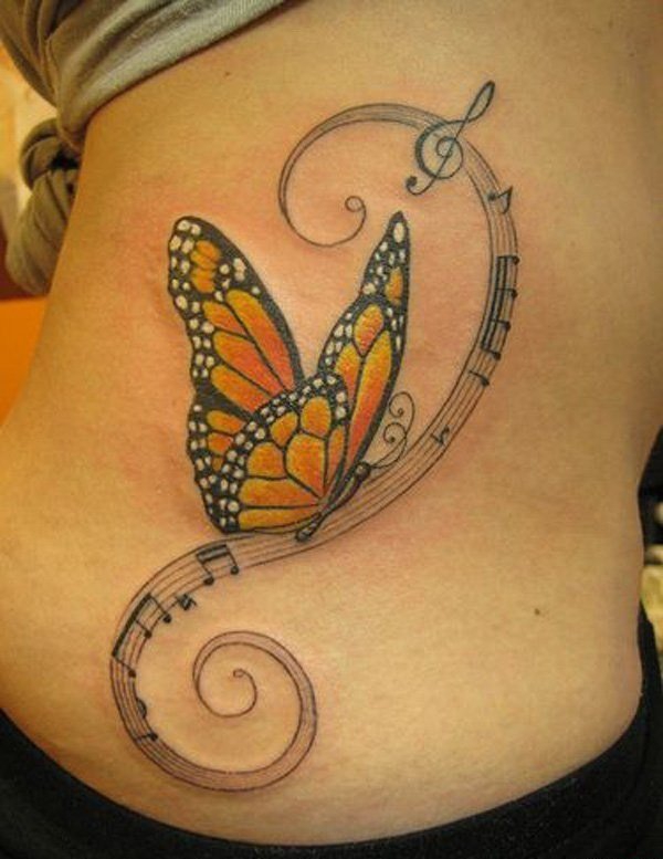 多款帅气的音乐主题音符纹身图案