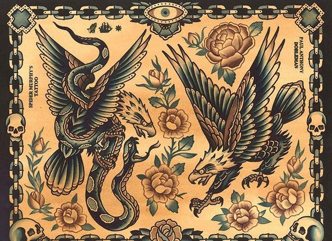 精美的old school风格纹身图案手稿素材