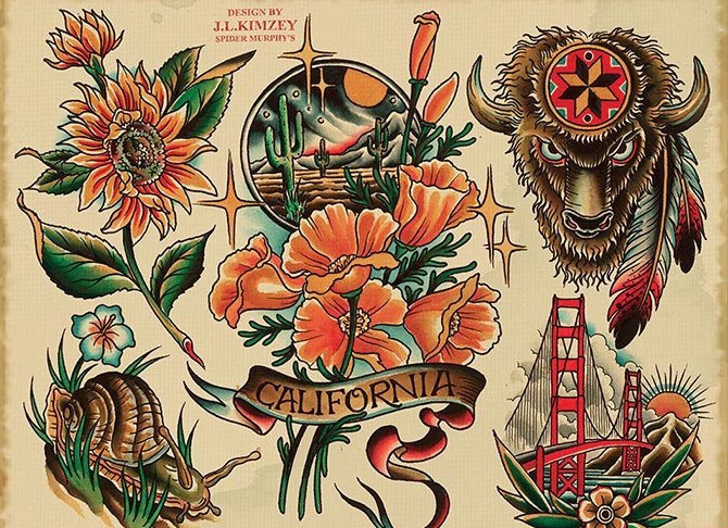 精美的old school风格纹身图案手稿素材