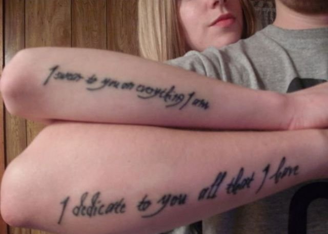 情侣同款爱意浓浓的英文字纹身图案