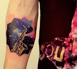 多款帅气的乐器萨克斯纹身图案