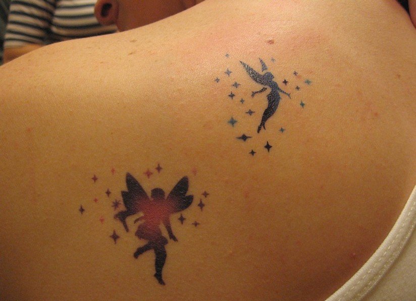 美女身上多款漂亮可爱的精灵纹身图案
