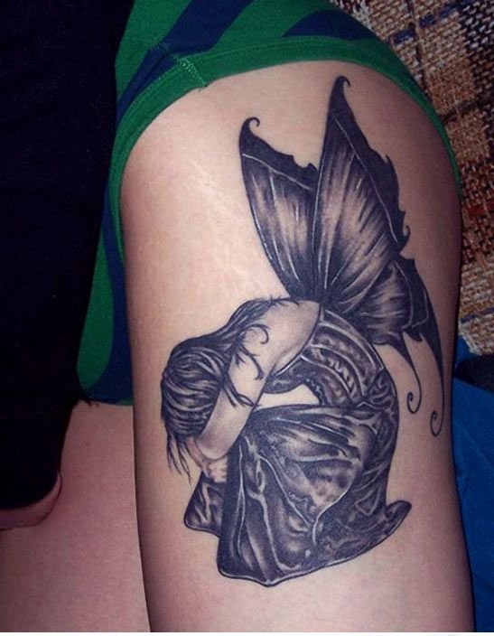 美女身上多款漂亮可爱的精灵纹身图案