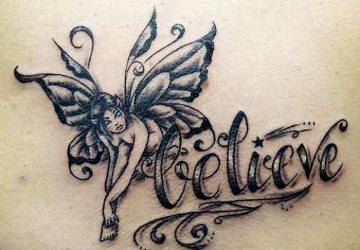 美女身上多款漂亮可爱的精灵纹身图案