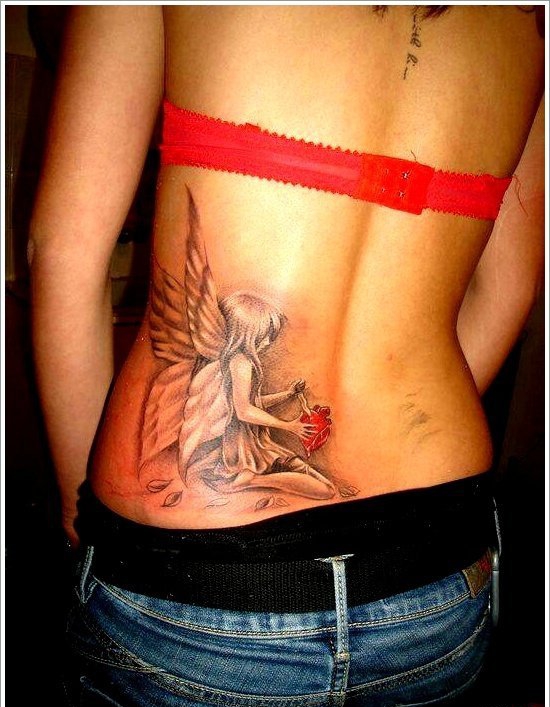 美女身上多款漂亮可爱的精灵纹身图案