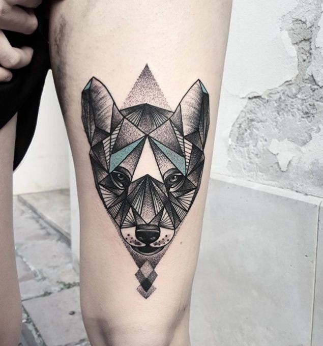 18款霸气的几何纹身狼纹身图案