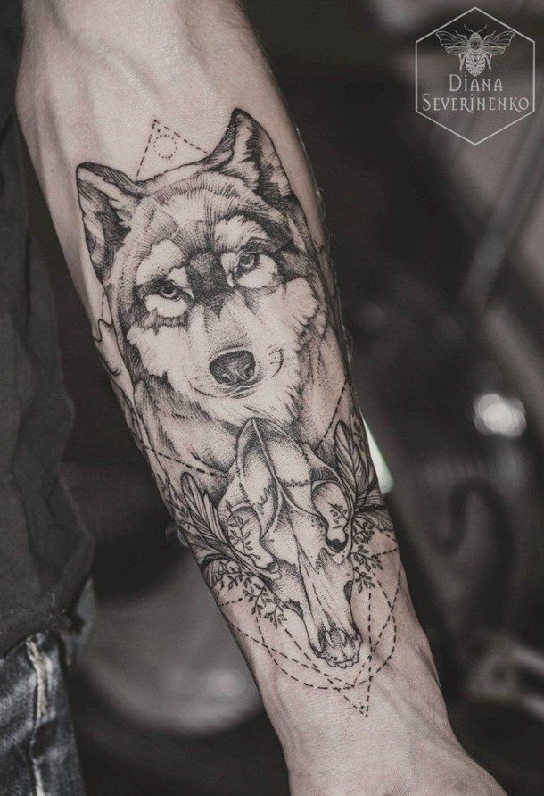 18款霸气的几何纹身狼纹身图案