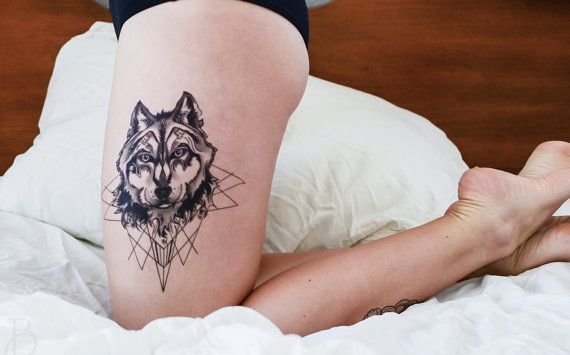 18款霸气的几何纹身狼纹身图案