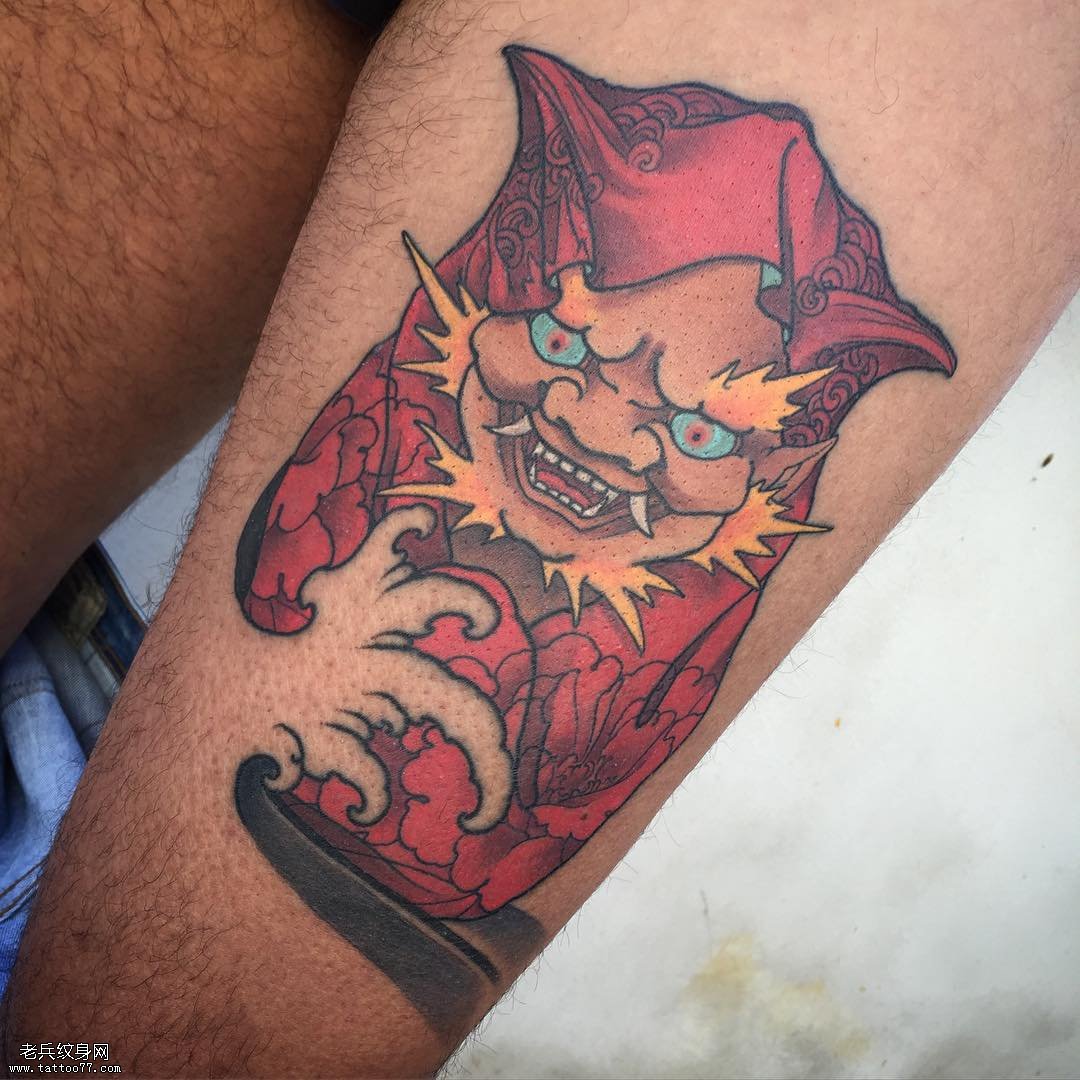 大腿般若纹身图案