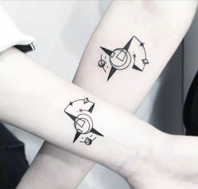 一组非常有纪念价值的情侣纹身图案