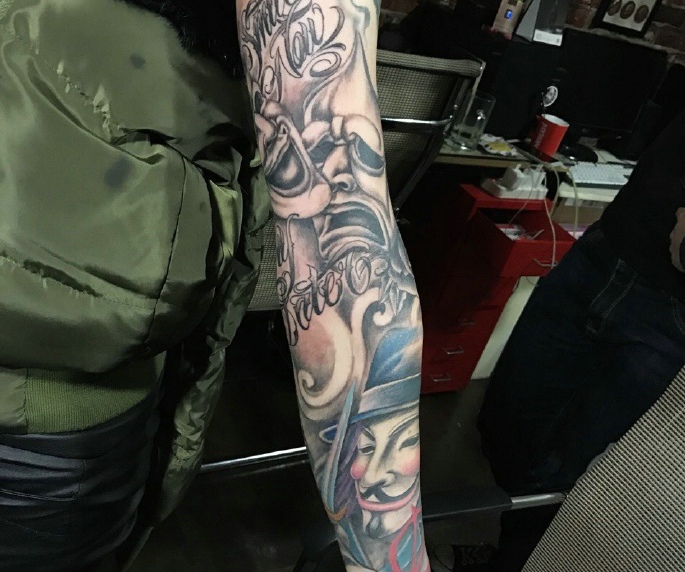 十分帅气的花臂图腾纹身图案