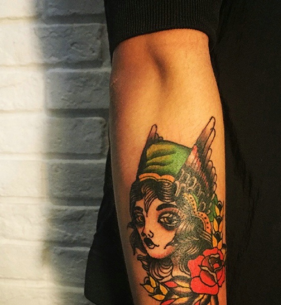 手臂水彩欧美图腾纹身刺青很有范