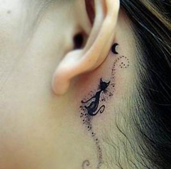 10款很可爱的黑色宠物猫纹身图案