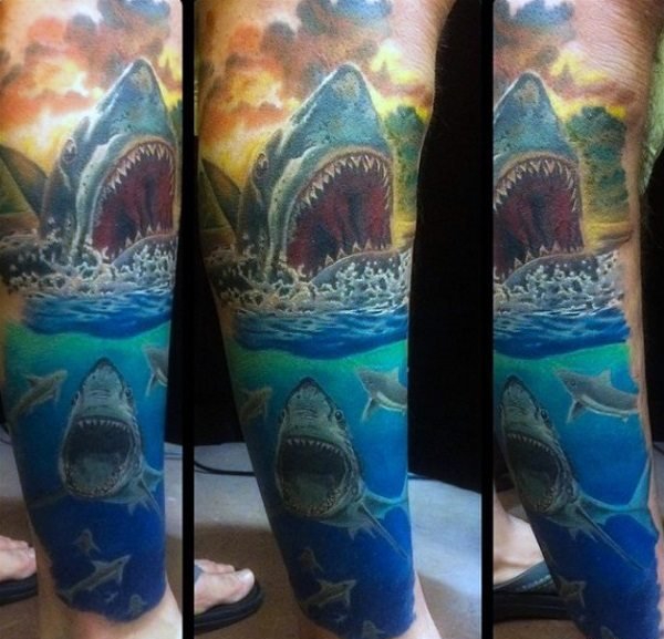 多款帅气的大花腿纹身图案