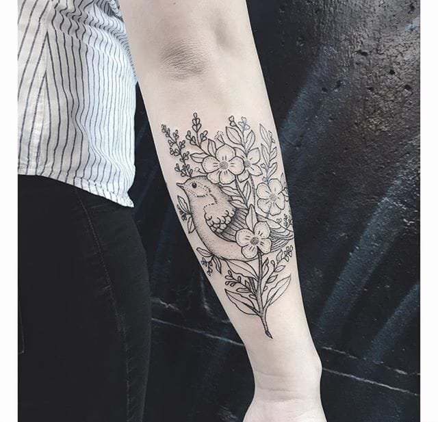 女性最爱的简单的黑色动物和植物纹身图案